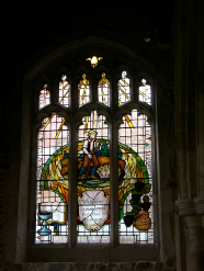 Stained glass window in Renhold Church.