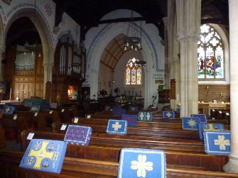 The interior of Maulden Church. 
